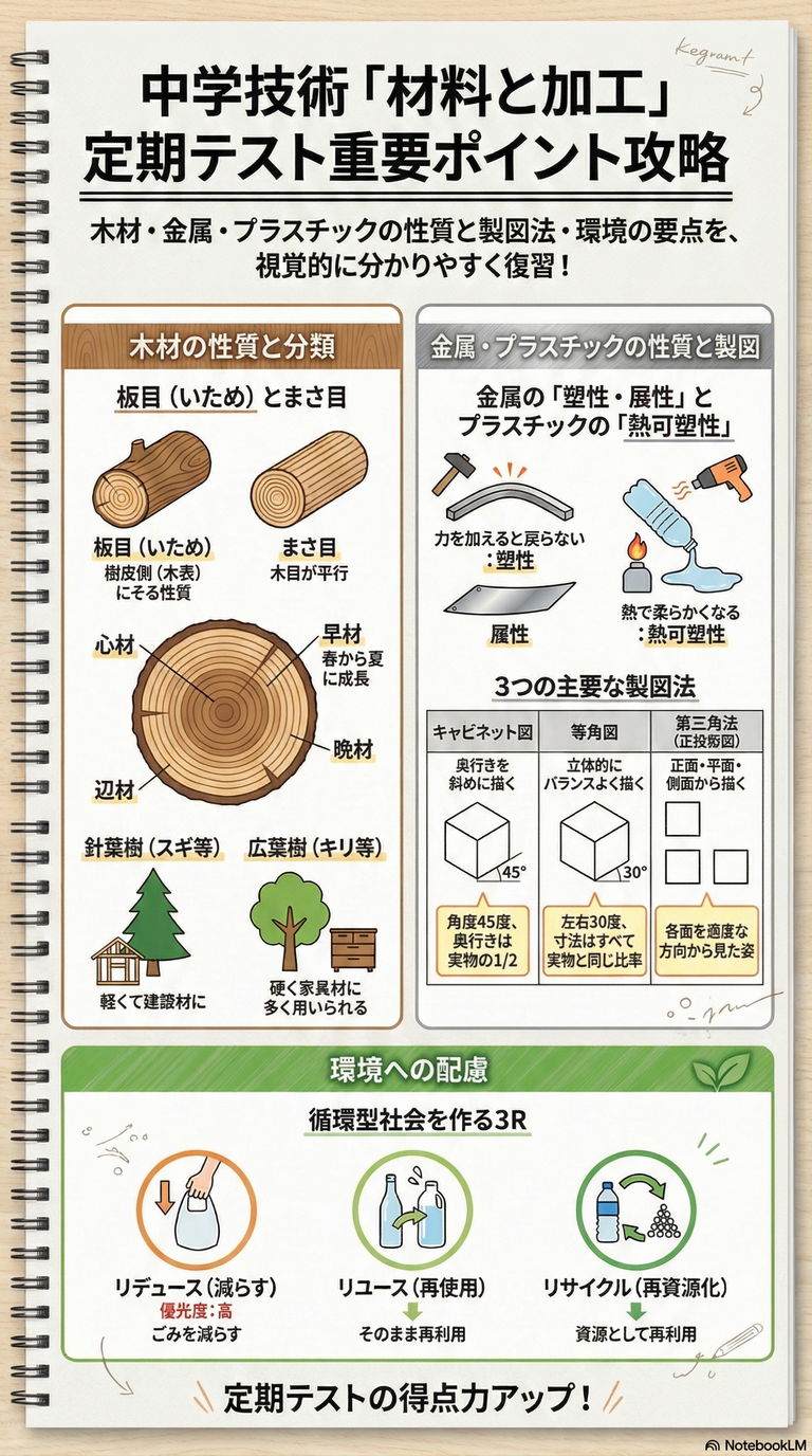 中学技術科定期テスト対策(材料と加工)