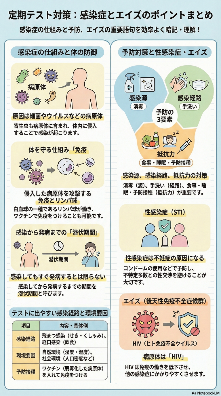 中学体育定期テスト対策(感染症、エイズ)